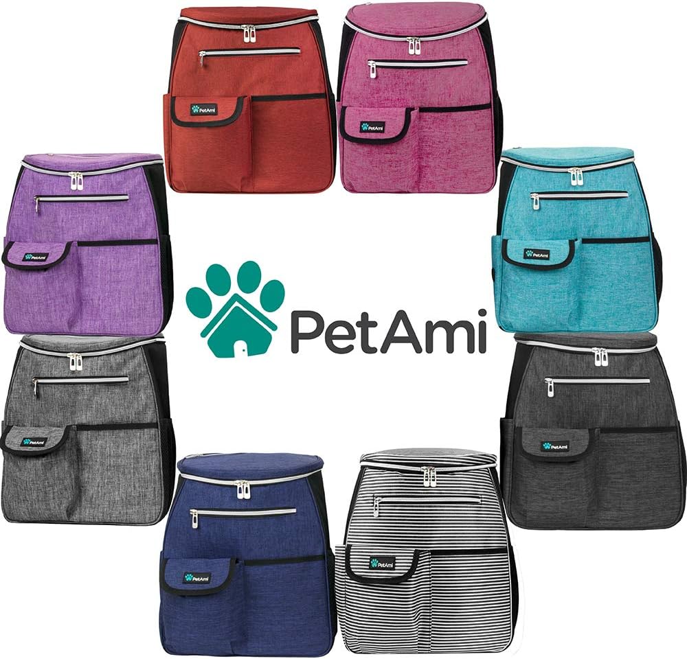 Airline Approved 27L Dog Travel Backpack with Food Containers, Collapsible Bowls, and Poop Bag Dispenser - Ideal for Weekend Road Trips and Camping, Purple
